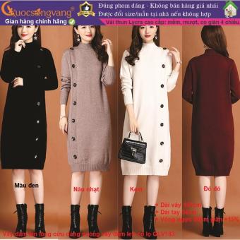 Váy đầm len lông cừu dáng suông váy đầm len cổ lọ GLV183