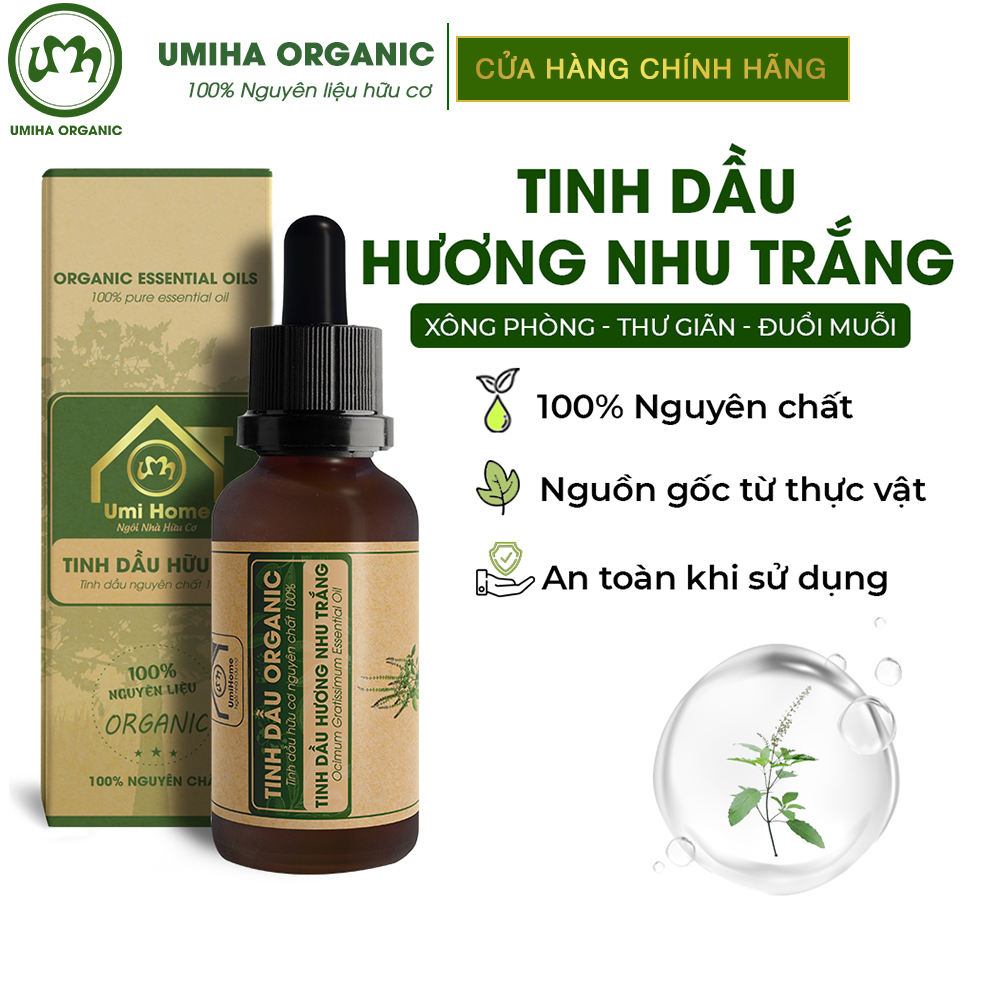 Tinh dầu Hương Nhu Trắng hữu cơ UMIHA nguyên chất | Ocimum Gratissimum Essential Oil 100% Organic 10ml
