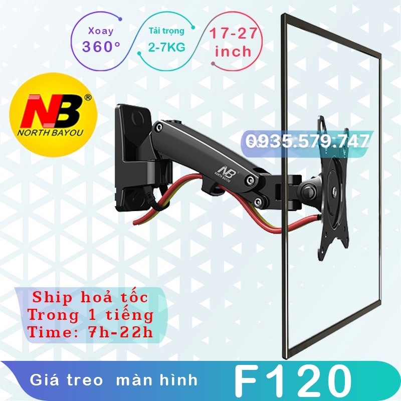 Giá treo màn hình máy tính NB-F120 từ 17 - 27 Inch - Gắn Tường Xoay 360 Độ - Điều Chỉnh Cao Thấp bảo hành 12 tháng