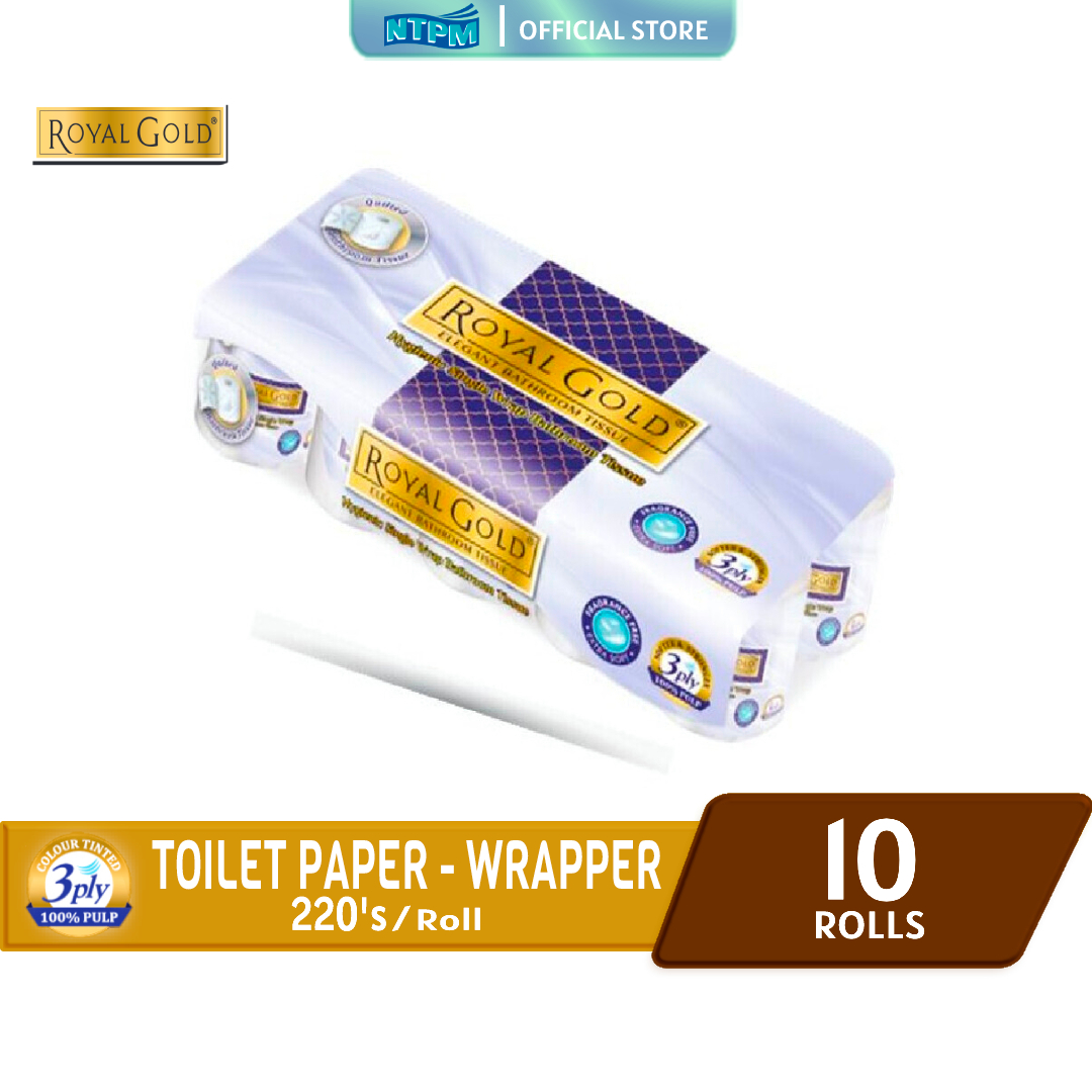 Royal Gold Elegent Toilet Paper 220 sheets x 10 rolls( With Wrapper)