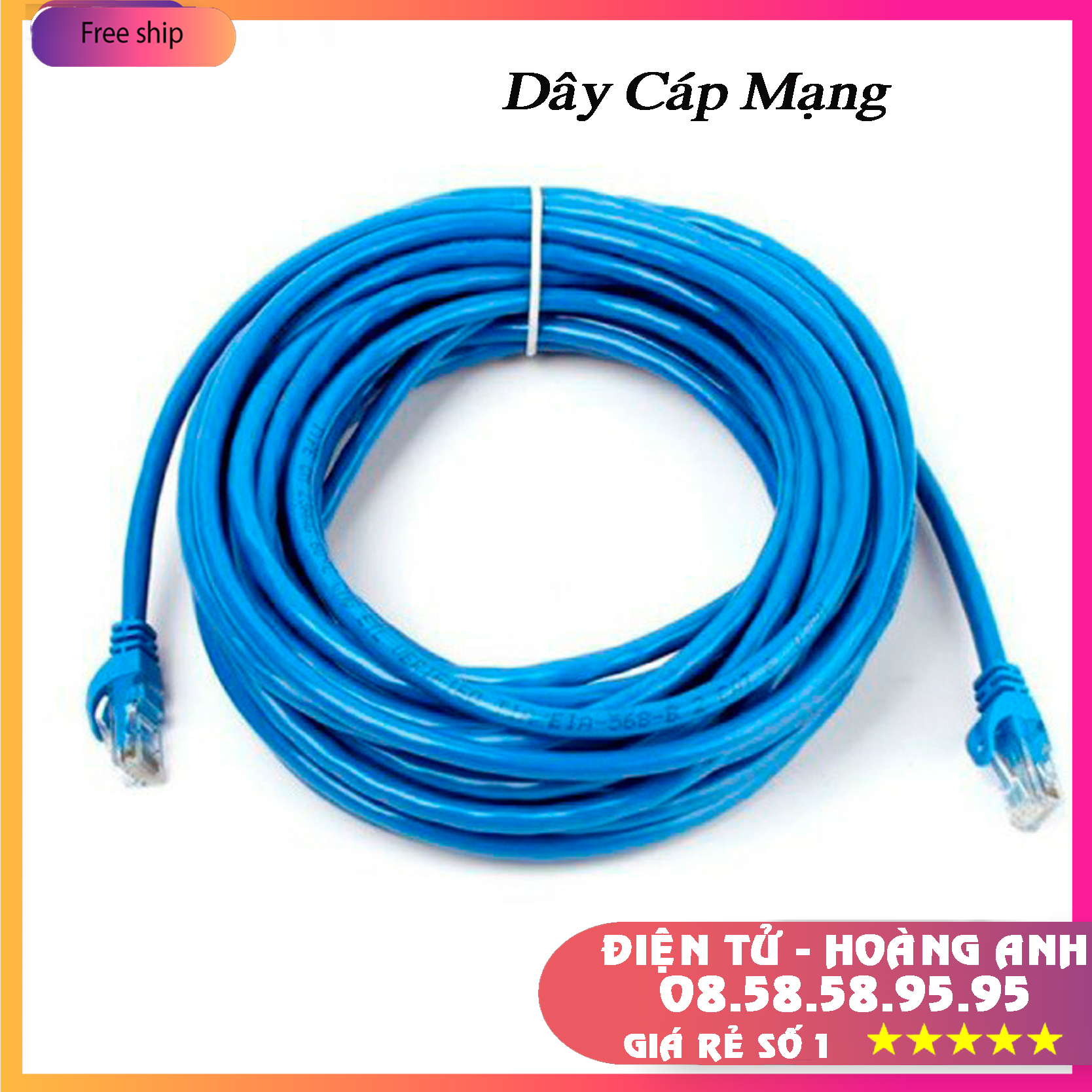 Dây cáp mạng cat4 cat5 1m 2m 3m 5m bấm sẵn 2 đầu