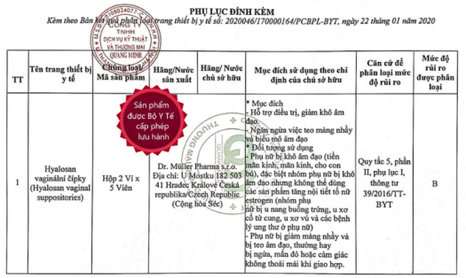 Bộ giảm khô se khít cho phụ nữ - HYALOSAN VAGINAL SUPPOSITORIES