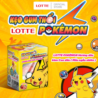 Kẹo gum thổi Lotte Pokémon hương dâu kèm con dấu