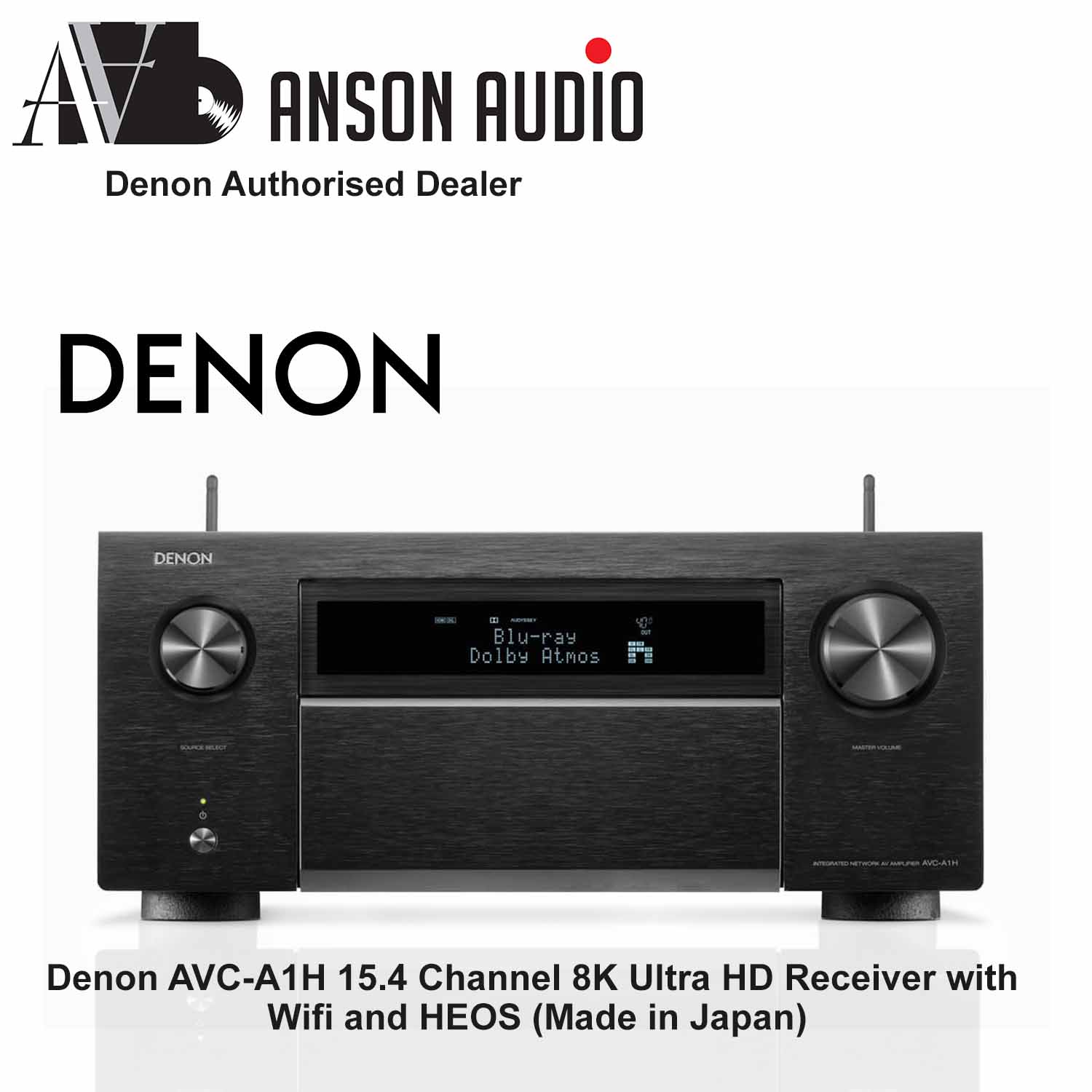 Denon AVR-X1800H 7.2 Channel 8K Ultra HD Receiver with Wifi and
