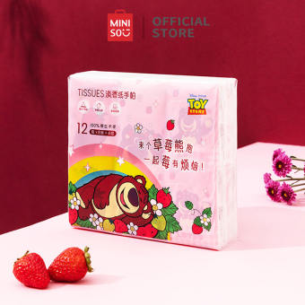 Khăn giấy dâu tây MINISO Lotso Khăn giấy dâu tây mini 12 gói Túi nhỏ Khăn giấy Khăn giấy Khăn giấy dễ thương di động