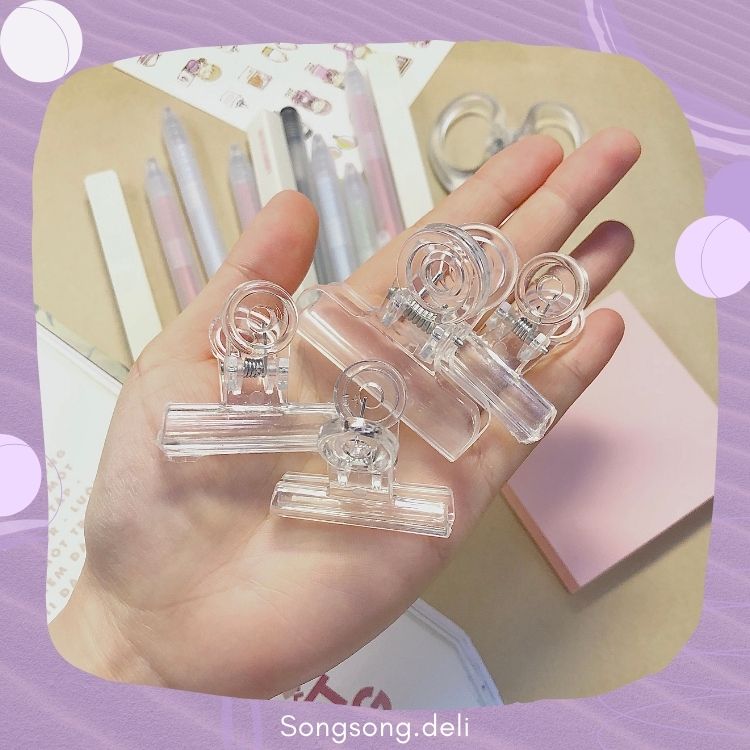 Kẹp ghim, Kẹp giấy hồ sơ trong suốt phòng cách Hàn Quốc Cute