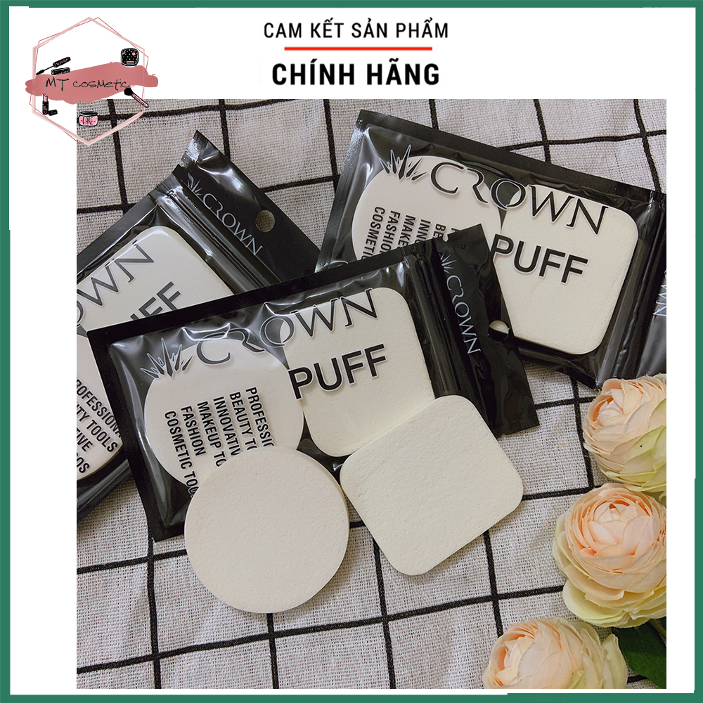 Mút đánh phấn, mút tán kem nền siêu mịn da giúp cho phấn phủ đều hơn và nhẹ hơn kèm túi, hình tròn chữ nhật (ngẫu nhiên)