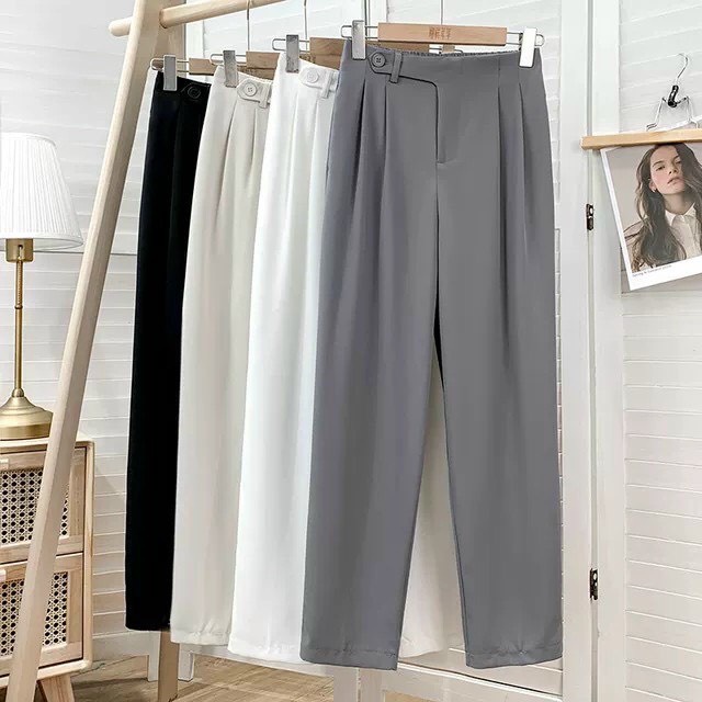 Quần baggy nữ lưng chun cạp cao vải quần tây công sở 888