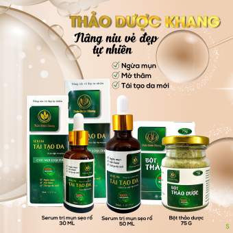 Combo Thảo Dược Khang gồm Serum đánh bay vết thâm sẹo rỗ 50ml + Bột thảo dược hàng chính hãng