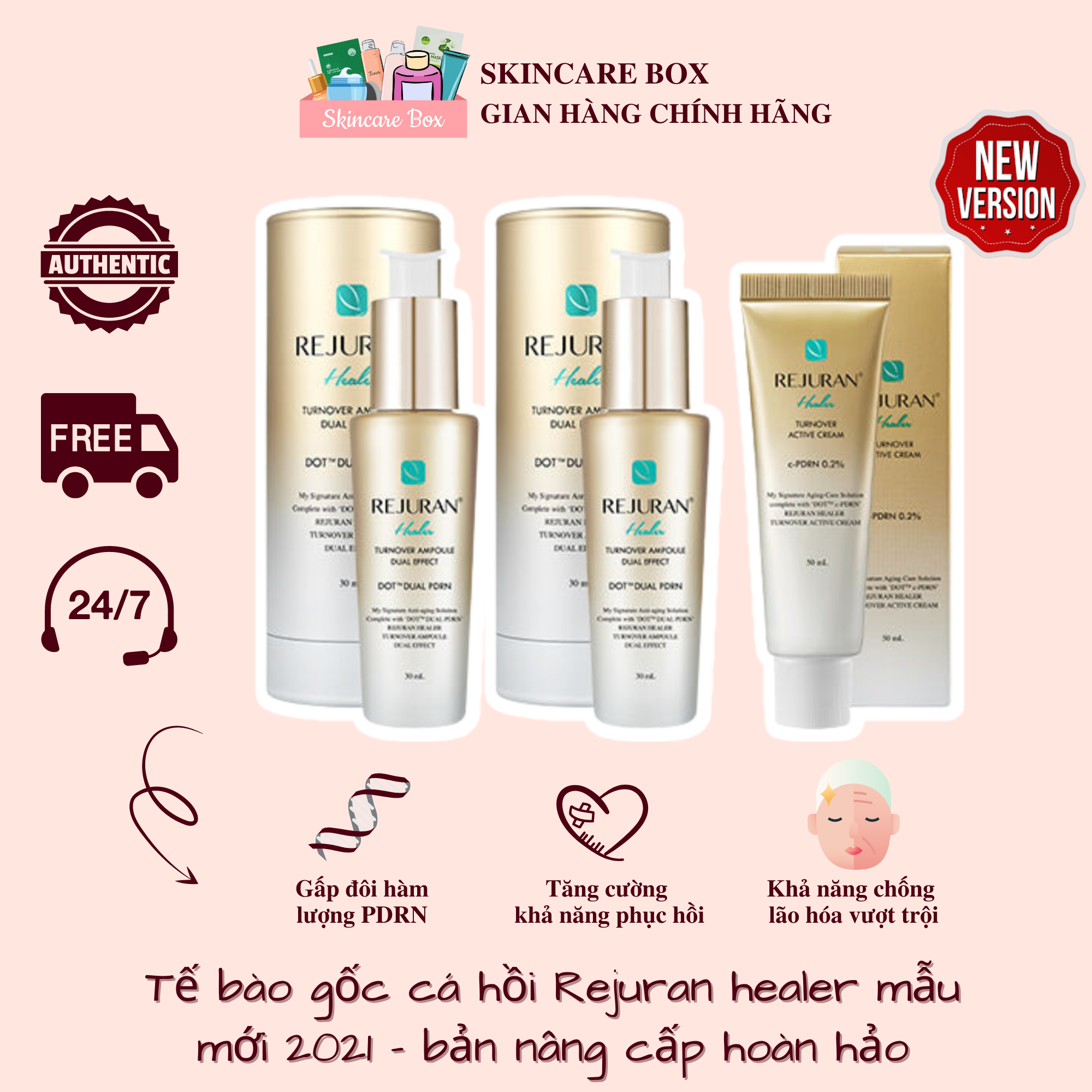 Huyết thanh & kem dưỡng tế bào gốc adn cá hồi rejuran healer turnover ampoule & serum