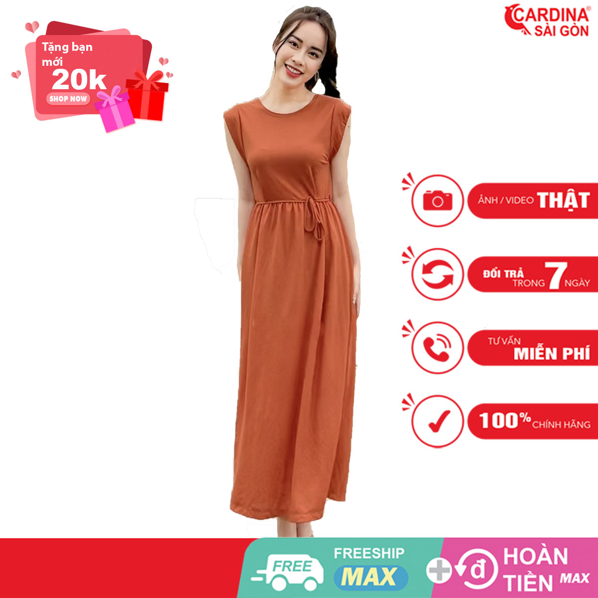 Đầm maxi dài Cardina Sài Gòn sát nách chất đũi lụa cao cấp thoáng mát phù hợp mặc đi chơi đi biển mã 1V2