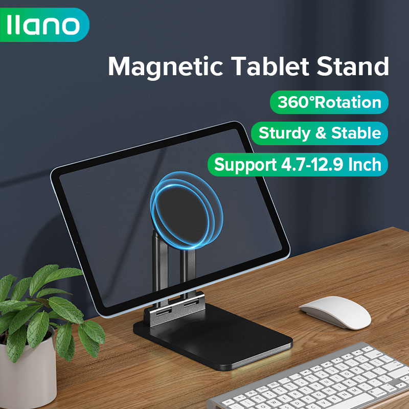LLANO Chân Đế Máy Tính Bảng Nam Châm LLANO, Giá Đỡ Điện Thoại Di Động Xoay 360 ° Có Thể Điều Chỉnh Giá Đỡ Máy Tính Bảng Hai Cực Gấp Được Cho iPad iPhone Switch Samsung Các Thiết Bị Khác