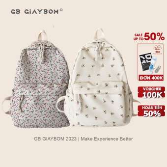 Balo Nữ Đi Học Họa Tiết Hoa Nhí Dễ Thương Dày Dặn Chống Nước Nhiều Ngăn Đựng Laptop Thời Trang Ulzzang Hàn Quốc giayBOM BL2044