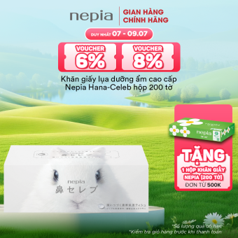 Khăn giấy lụa dưỡng ẩm cao cấp nepia Hana-Celeb hộp 200 tờ​