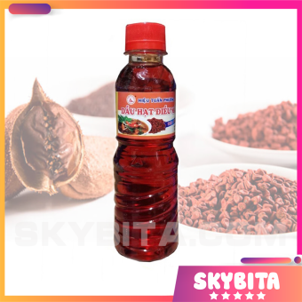 Dầu điều, dầu hạt điều màu 250ml – Chuyên dùng để tẩm ướp, tạo màu cho các món ăn như nướng, chiên, xào