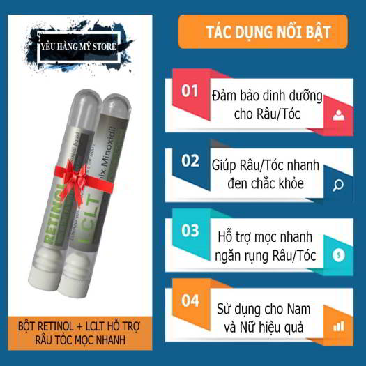 Bột Lclt , Retinol hổ trợ mọc râu tóc nhanh