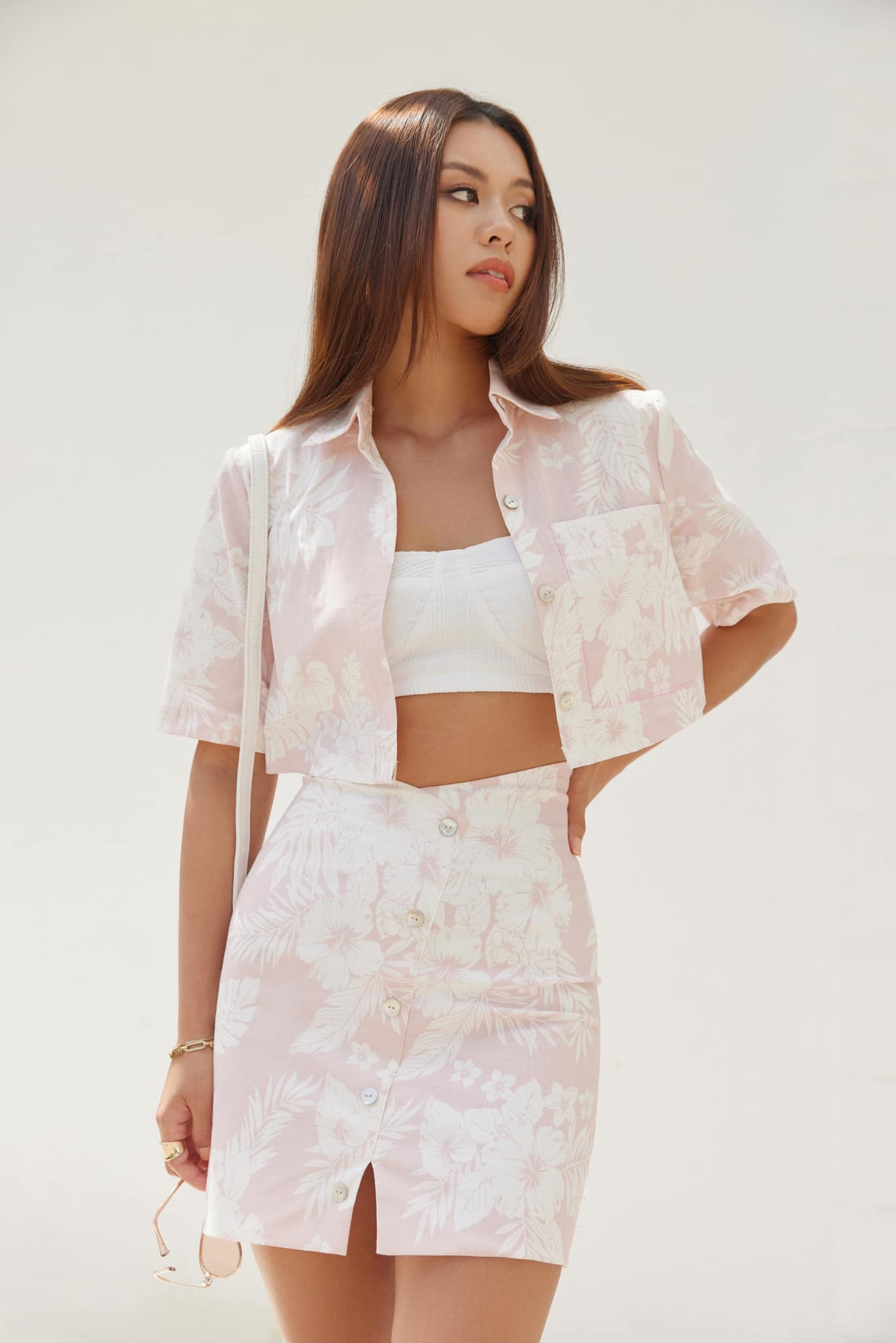Nene Clothing - Chân Váy Hoa Nền Hồng - Blush skirt