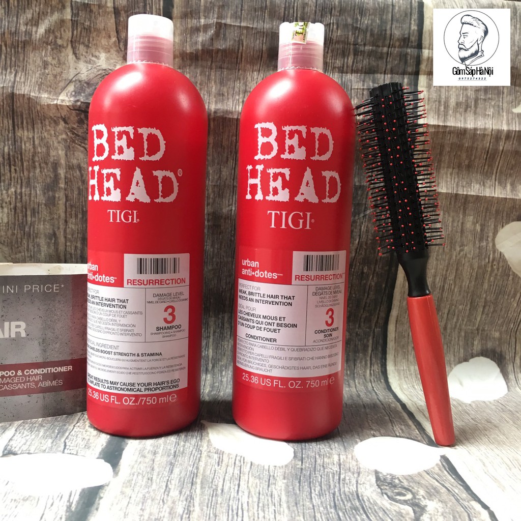 Dầu gội tigi đỏ tigi bed head cặp gội xả 750ml x2 chai phục hồi tóc hư tổn cấp độ 3 bản Mỹ