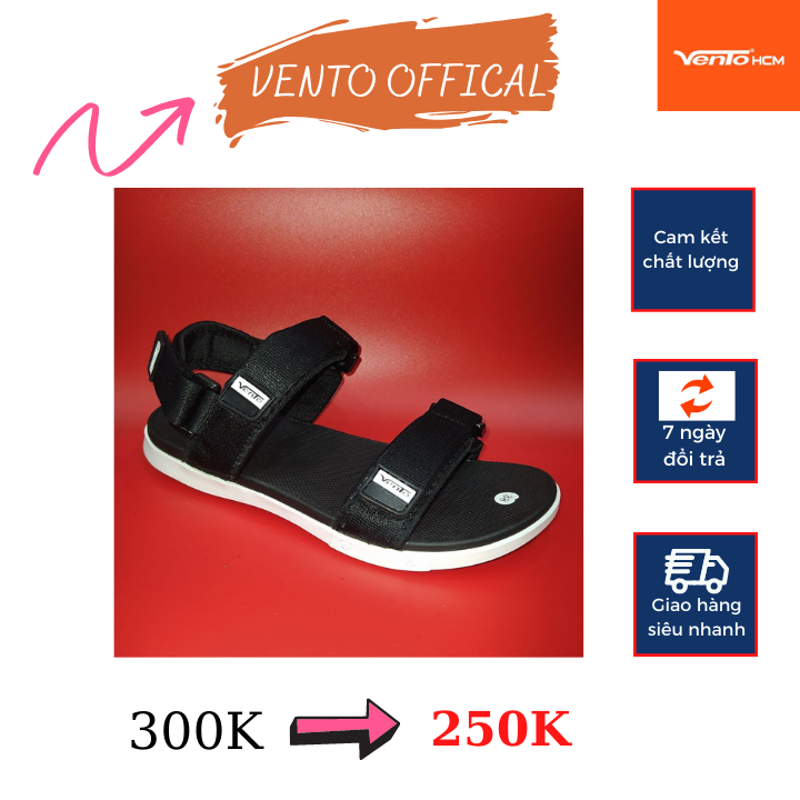 Giày Sandal Nam Vento Việt Nam Xuất Khẩu Nhật Có Thể Tháo Quai Làm Dép - NV5616 ĐEN ĐẾ ĐEN