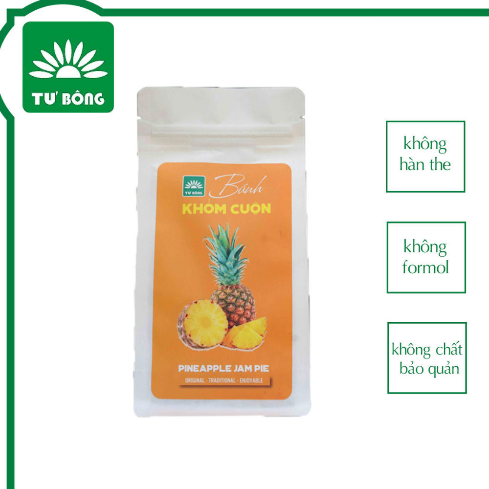 Bánh khóm cuộn Tư Bông túi 80g - món ăn vặt vị chua ngọt thơm ngon và tiện dụng chánh gốc Đồng Tháp