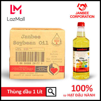 Thùng Dầu Đậu Nành Janbee 1 Lít - 12 Chai