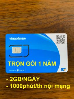 Sim 4G Vinaphone 2Gb/ngày, 1000 phút nội mạng/tháng (Trọn gói 1 năm - không nạp tiền hàng tháng)