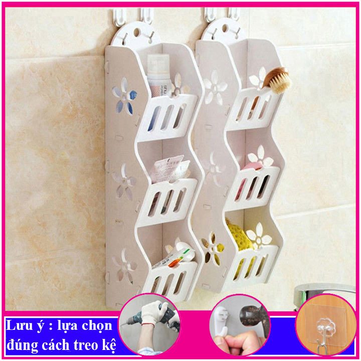Kệ treo tường trang trí không cần khoan, chất liệu gỗ Pitech cao cấp màu trắng, decor không gian sống