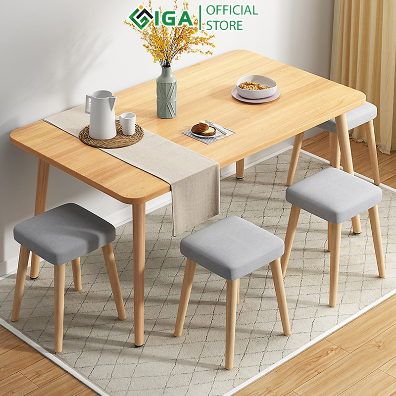 Bàn ăn 4 ghế IGA phong cách bắc âu ( không bao gồm ghế ngồi) - GP181