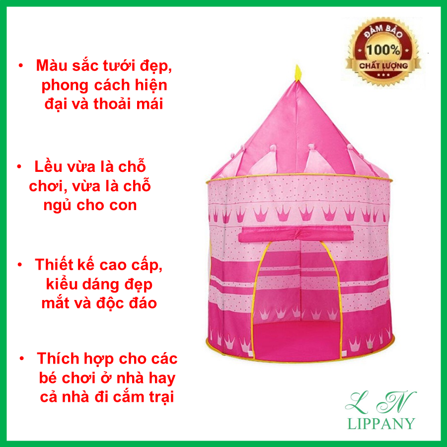 Lều công chúa hoàng tử cho bé - lều lâu đài chất liệu cao cấp thiết kế đẹp mắt, đáng yêu - lều cho bé ngủ chơi - lều trẻ em