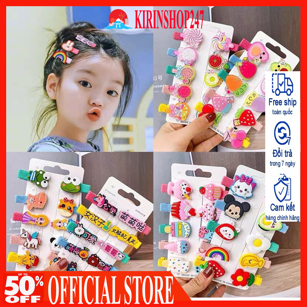 Vỉ 10 kẹp tóc siêu xinh cho bé gái kiểu dáng hàn quốc