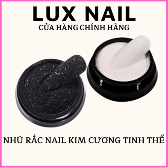 Nhũ rắc móng nail đen trắng tinh thể màu, hũ nhũ cát nail kim cương mịn ánh màu kim tuyến