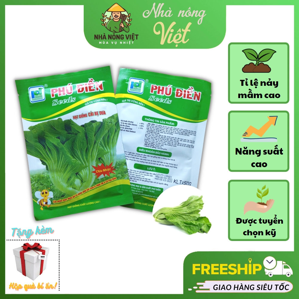 Hạt giống cải bẹ dưa tòa xại gói 50g –cải bẹ dưa xanh, sinh trưởng mạnh, kháng bệnh tốt- nhà nông việt