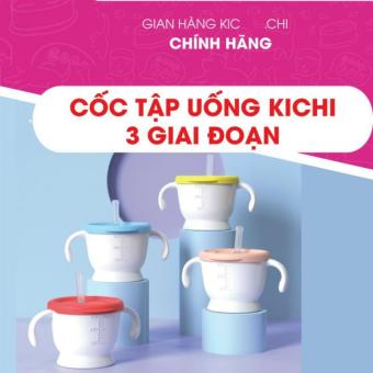 Cốc tập uống, tập hút 3 giai đoạn KICHILchi tiện lợi 150ml cho bé có vạch chia ml