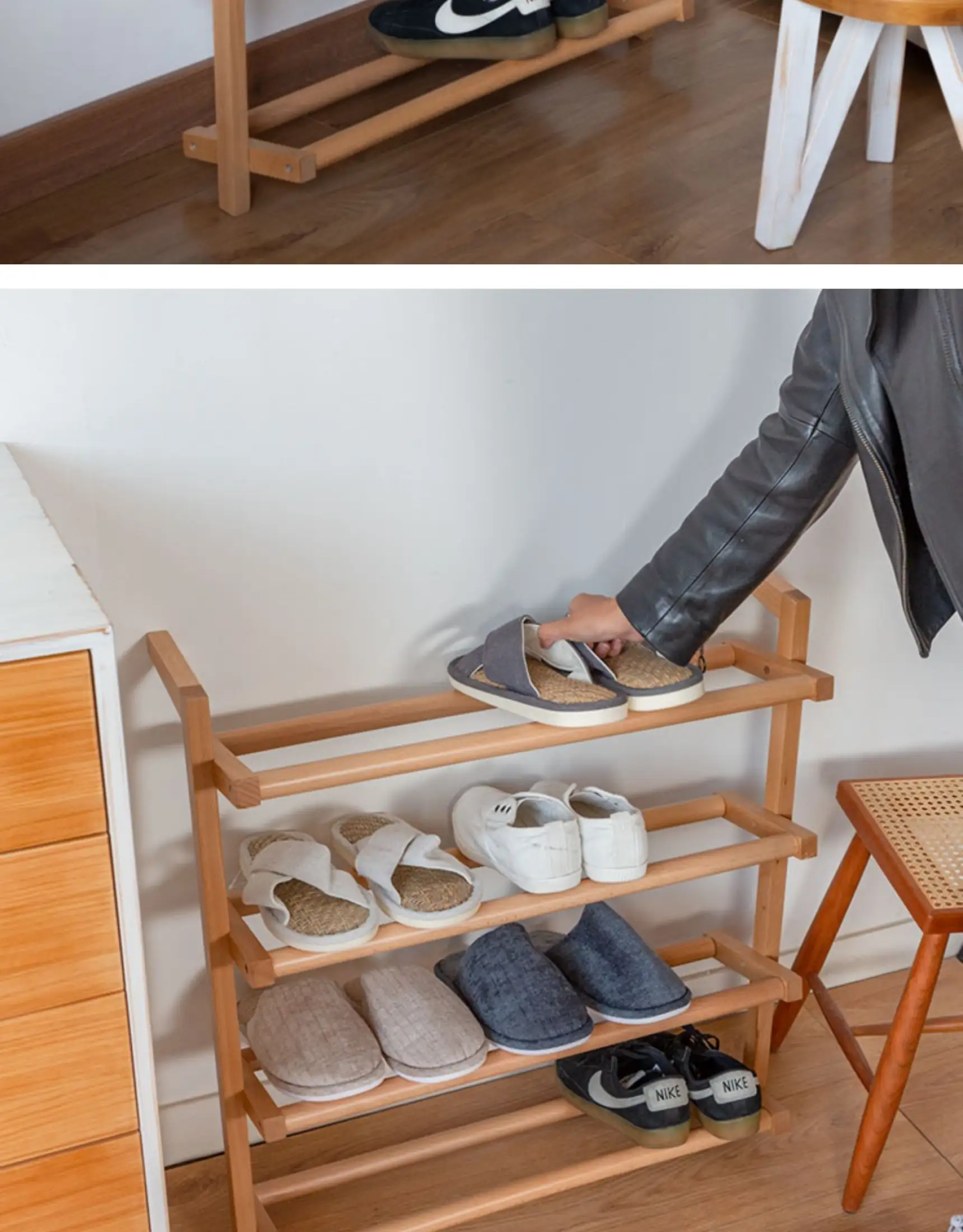 japanese style shoe rack on Simple Shoe Rack Japanese Style Northern Europe Multilayer Wood Solid Wood Door Shoe Doorway Small Household Shoe Cabinet Storage Storage Shelf Lazada Singapore