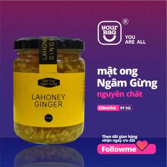 Mật ong hoa cà phê nguyên chất ngâm gừng tươi (220ml x 01 Hũ) - yourbag mật ong ngâm gừng