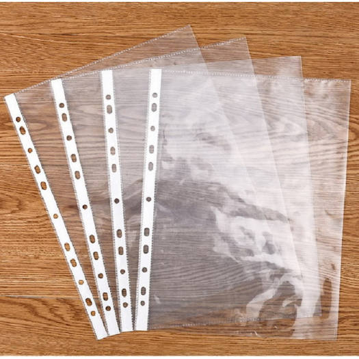 Combo 100 túi nilong trong đựng giấy 11 lỗ khổ giấy A4 để đựng giấy tờ, hóa đơn, chứng từ, túi trong suốt lưu trữ tài liệu, bảo vệ giấy tờ - Túi nilon đựng giấy A4 - Đồ dùng văn phòng phẩm