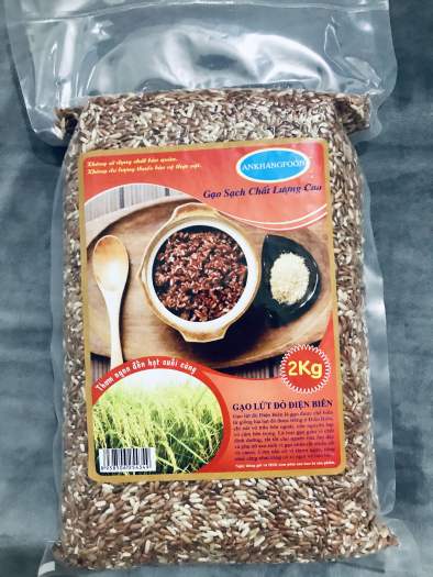 Gạo lứt đỏ Điện Biên An Khang Food 2KG/gói, gạo lứt dẻo