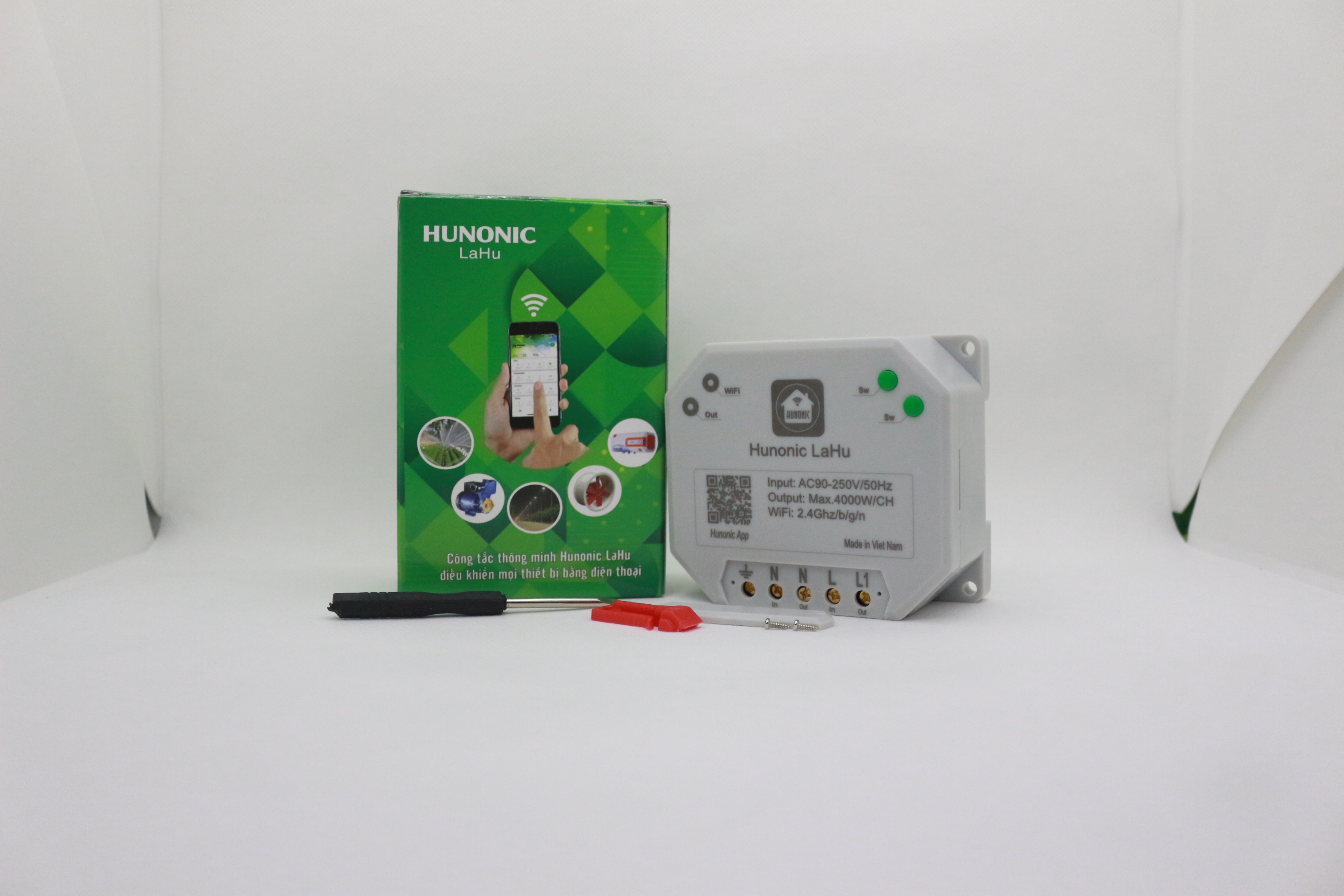 Công tắc điều khiển từ xa bằng điện thoại Hunonic Lahu 4 kênh