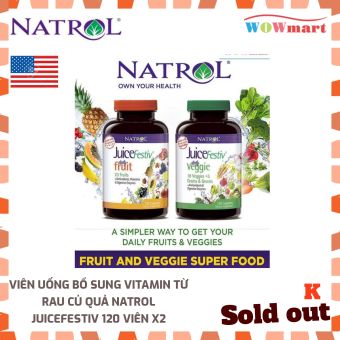 Viên uống bổ sung Vitamin từ rau củ quả Natrol JuiceFestiv 120 viên x2 - [MỸ]