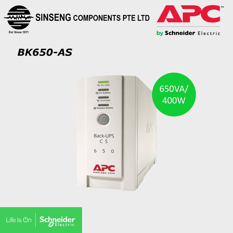 APC UPS BK650-AS Battery Backup 650VA 400W