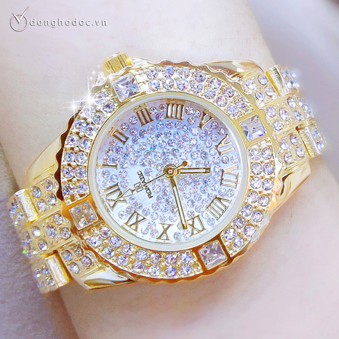 Đồng hồ nữ ROMATIC 8040 Đính Đá Siêu Đẹp Chống Nước Tặng Hộp & Pin - Đồng hồ nữ kính sapphire Đồng hồ nữ chống nước Đồng hồ nữ đẹp Đồng hồ nữ hàn quốc Đồng hồ nữ thời trang Đồng hồ nữ thể thao