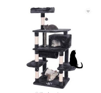 Cattree Nhà Cây Cho Mèo Saze Lớn - Trụ Cào Móng Cho Mèo Sang Trọng Kèm Võng & Nhà Cho Mèo - Trụ Mèo Leo Trèo