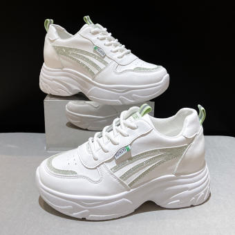 Giày thể thao nữ KAVI độn đế cao 6cm viền kẻ kim tuyến chất liệu da siêu đẹp mẫu mới nhất 2022 hot trend. giày sneaker nữ độn đế đi học