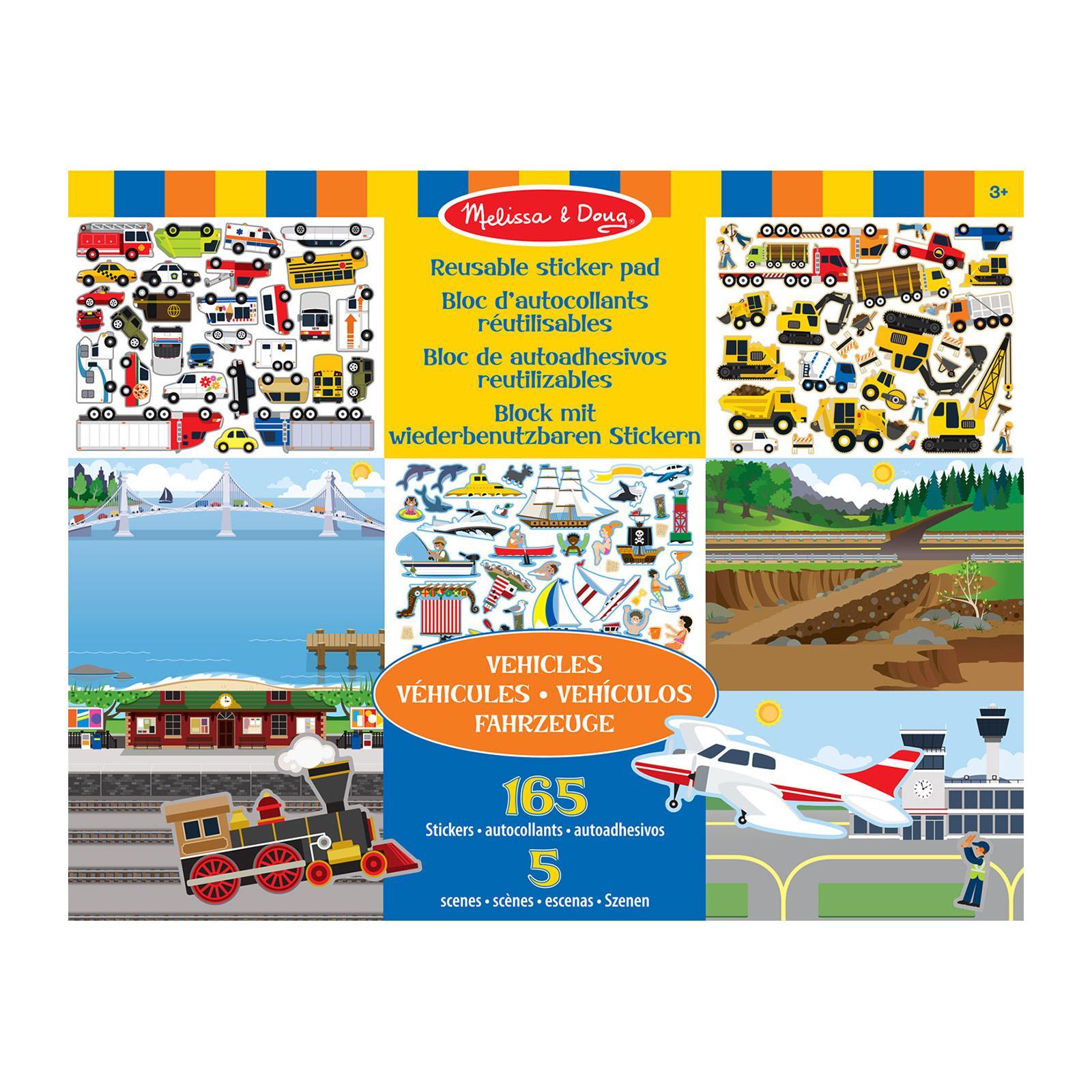 Melissa & Doug Reusable Sticker Pads Set: Habitats, Vehicles, Town: 115 Stickers