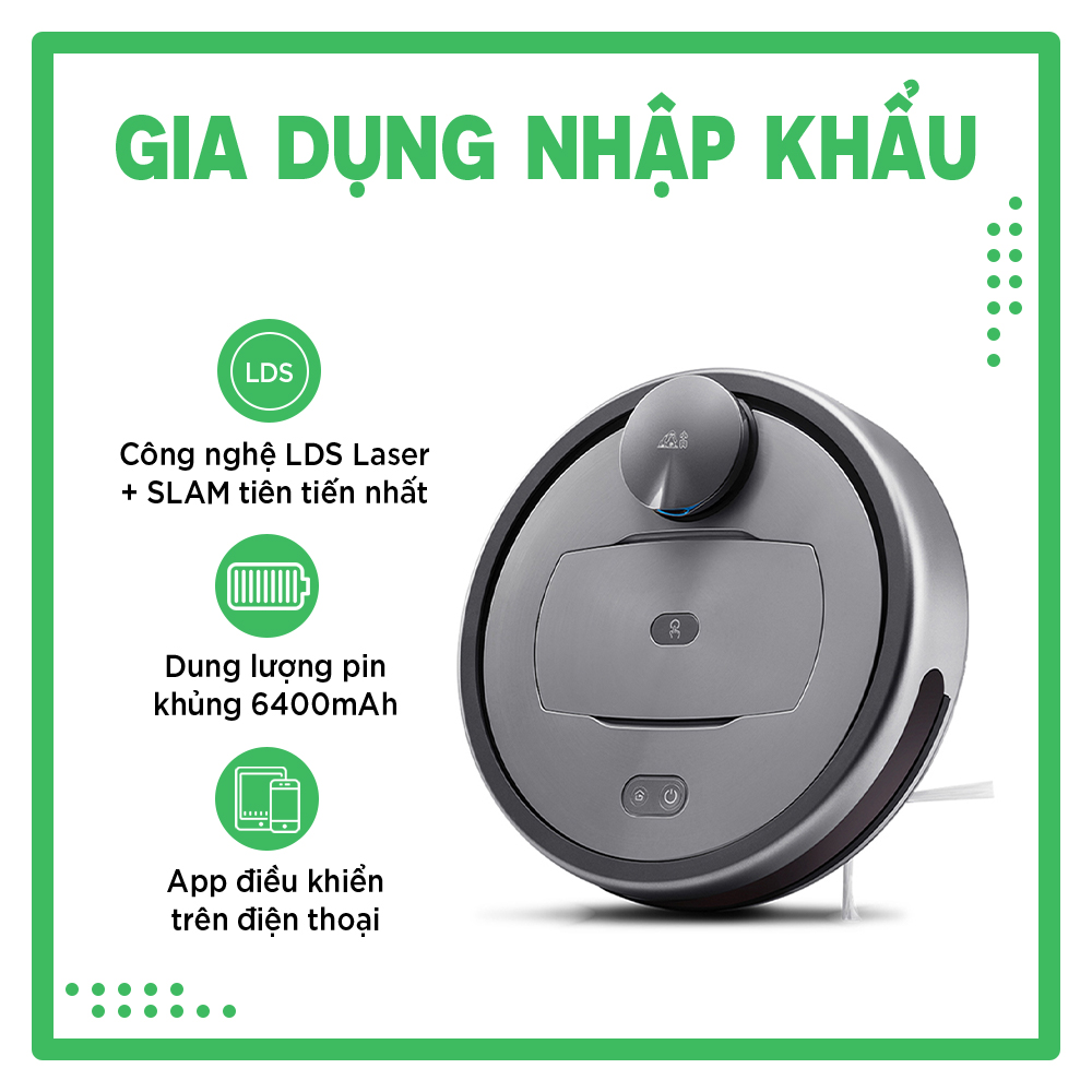 Robot hút bụi lau nhà thông minh puppyoo r6 home - hàng chính hãng bảo hành 12 tháng