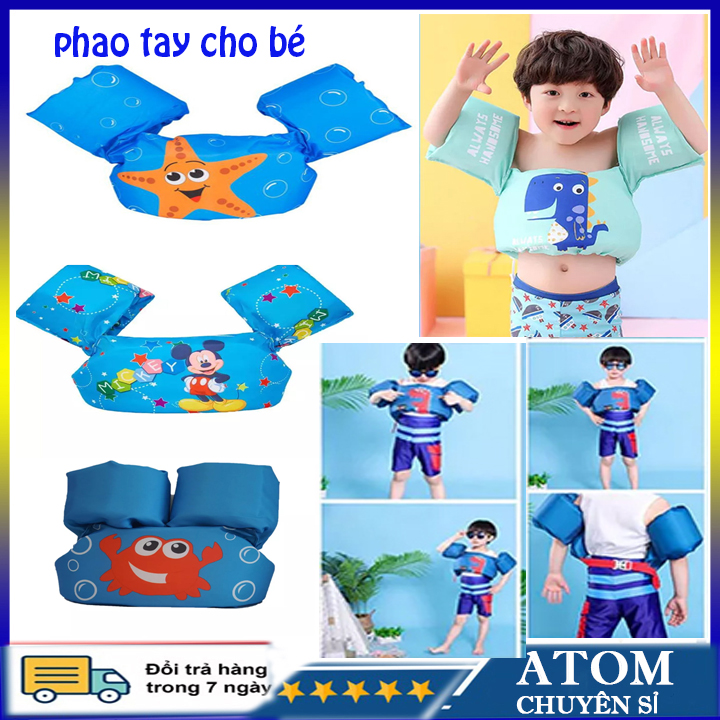 Phao bơi đeo tay cho trẻ em - phao bơi tay kèm phao ngực cho bé - phao cho bé an toàn tuyệt đối, chất lượng ,phao bơi trẻ em phao tắm trẻ em giao màu ngẫu nhiên- atom chuyên si