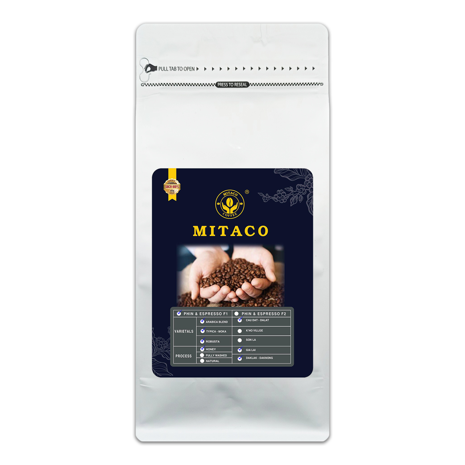 Cà phê nguyên chất Thượng Hạng F1 MITACO COFFEE Gói 1kg