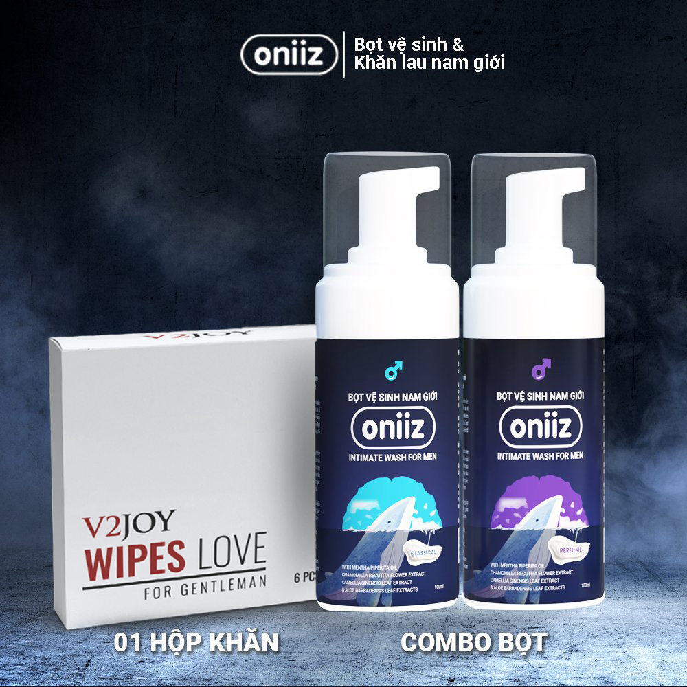 Combo Bọt vệ sinh nam giới, dung dịch vệ sinh nam tạo bọt mịn 100ml & Khăn Lau Nam Giới V2joy