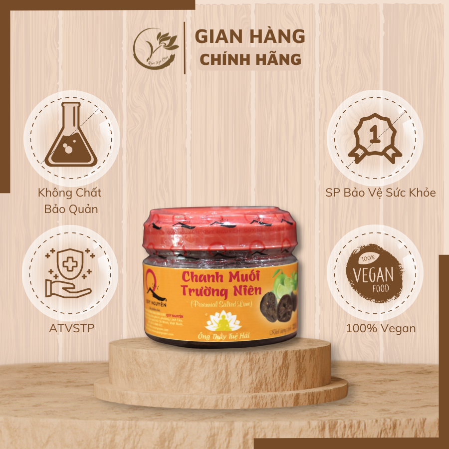 [ Hộp 220g ] Chanh muối Trường Niên - Quy Nguyên. Chanh muối lâu năm Ông thầy Tuệ Hải