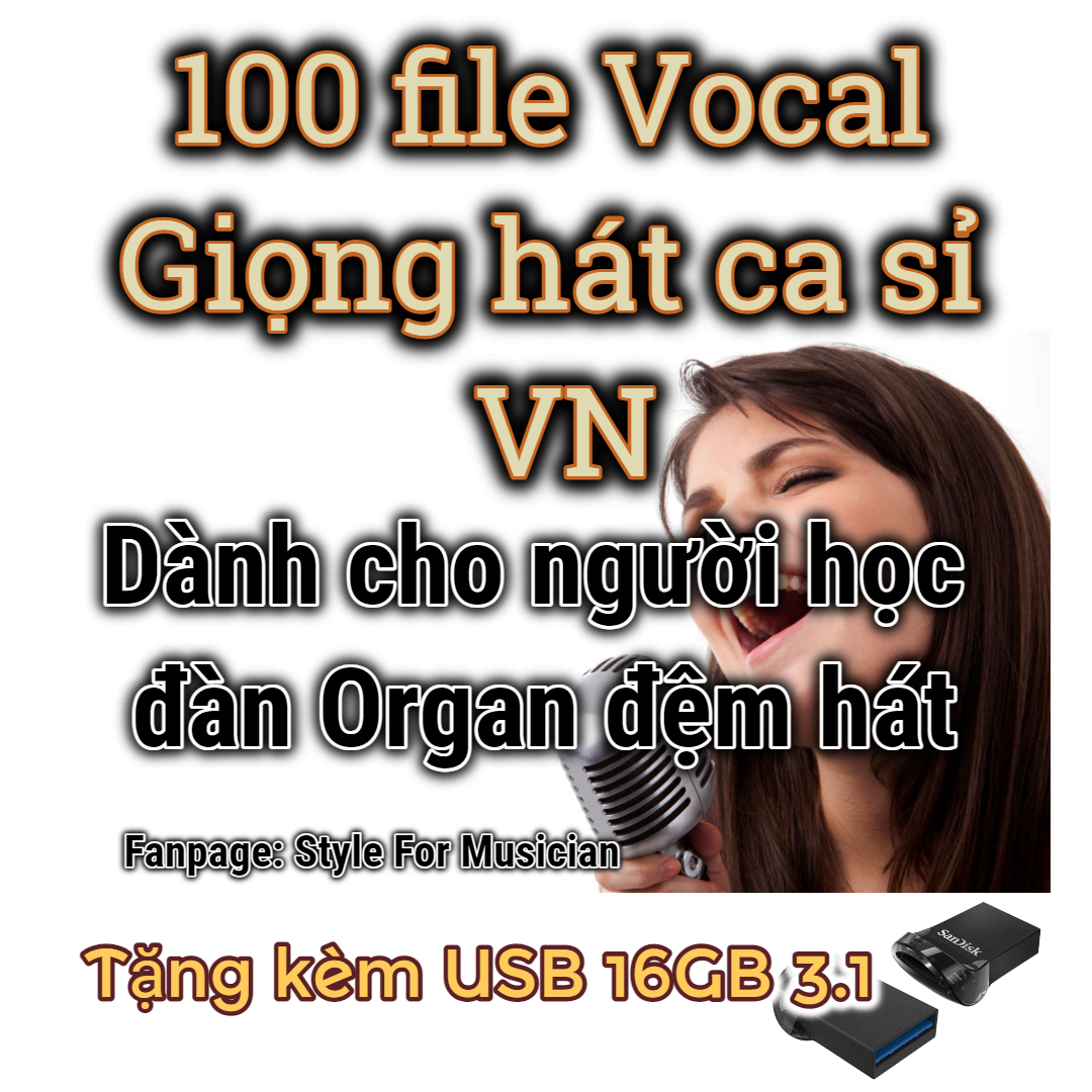 100 file mp3 Vocal giọng hát ca sỉ dành cho anh chị tập chơi đàn Organ, tặng USB 16GB siêu nhỏ siêu bền